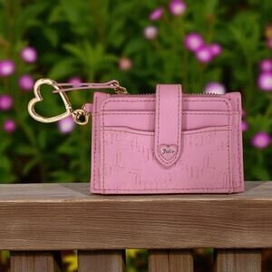 Juicy Couture Keyring Wallet Women's Coin Card Purse Pink Logo Gold Heart Dangle